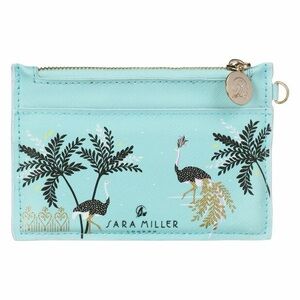 London Turquoise Ostrich Print Card Holder Wallet